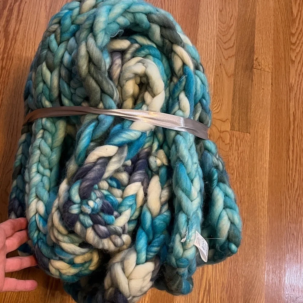 Anthropologie Chunky Knit Wool Throw Blanket NWT